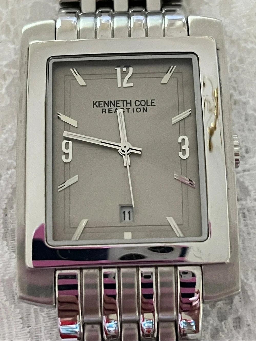 Kenneth Cole Reaction Men's Silver Stainless Steel Rectangular Watch